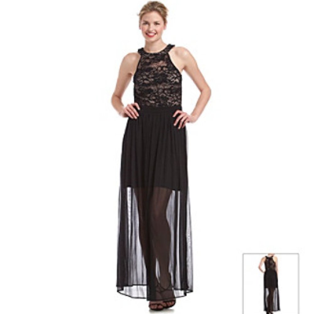 Morgan & Co Black Lace Evening Dress